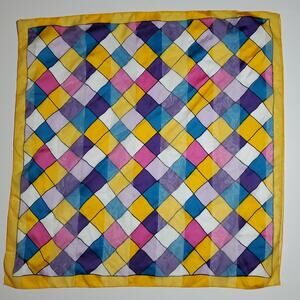 Made in Italy Symphony Scarf Lightweight Chiffon COLORFUL DIAMONDS Square 20"